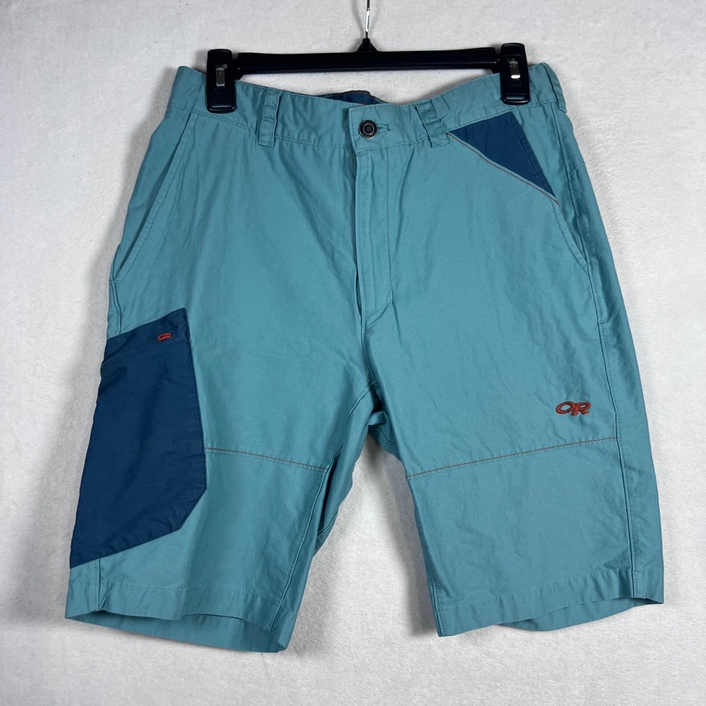 Outdoor Research Mens Teal Blue Cargo Hiking Shorts Size 32 Hike Skate